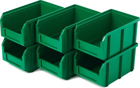 Фото 1/3 Пластиковый ящик Стелла-техник V-2-К6-зеленый , комплект 6 штук
