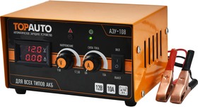 Фото 1/2 Автомат. зарядное устройство ТОП АВТО АЗУ-108 (10А, для 12В-АКБ до 150 А*ч, цифр.индик., руч.регул. тока и напряж.)