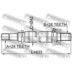 0512M316MT, Полуось правая 24x433x28