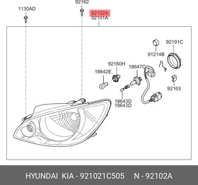 921021C505, Фара правая\ Hyundai/Kia