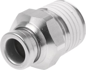 Фото 1/2 KQG2H06-02S, KQG2 Series Straight Threaded Adaptor, R 1/4 Male to Push In 6 mm, Threaded-to-Tube Connection Style
