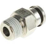 KQG2H06-01S, KQG2 Series Straight Threaded Adaptor, R 1/8 Male to Push In 6 mm ...
