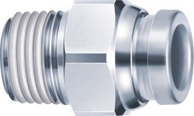 KQG2H08-03S, KQG2 Series Straight Threaded Adaptor, R 3/8 Male to Push In 8 mm, Threaded-to-Tube Connection Style