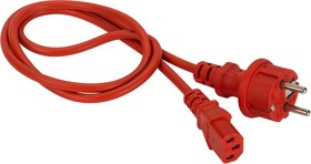Фото 1/3 Провод Шнур питания C13-Schuko прямая, 3х0.75, 220В, 10А, красный, 7 метров