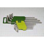 Набор ключей TORX, 9 штук, T10-15-20-25- 27-30-40-45-50