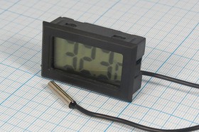 Фото 1/2 Термометр, -50~110C, встраиваемый, HT-1B, черный, датчик 1 м
