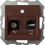 Розетка ТВ + интернет Эпсилон ITVKL-1-01 E/R коричневая, без рамки 28-143