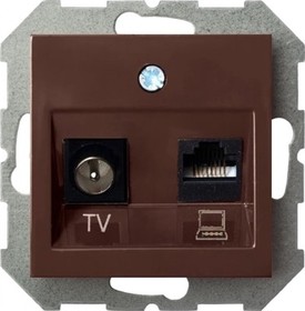 Розетка ТВ + интернет Эпсилон ITVKL-1-01 E/R коричневая, без рамки 28-143