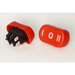 Переключатель клавишный, 6T, 14 А, ON-OFF-ON, красный, для пылесоса строительного