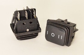 Фото 1/4 Переключатель клавишный, 6T, 15 А, (ON)-OFF-(ON), черный, SB090, герметичный