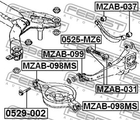 Фото 1/9 Болт с эксцентриком MAZDA 3 III/6 II/CX-5 FEBEST 0529-002