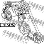 0587LW, Ролик натяжной приводного ремня FORD MONDEO 92-00, MAZDA MPV LW 99-06 ...