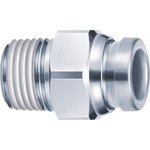 KQB2H08-01S, KQB2 Series Straight Threaded Adaptor, R 1/8 Male to Push In 8 mm ...