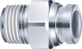 KQB2H10-02S, KQB2 Series Straight Threaded Adaptor, R 1/4 Male to Push In 10 mm, Threaded-to-Tube Connection Style