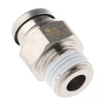 KQB2H06-01S, KQB2 Series Straight Threaded Adaptor, R 1/8 Male to Push In 6 mm ...