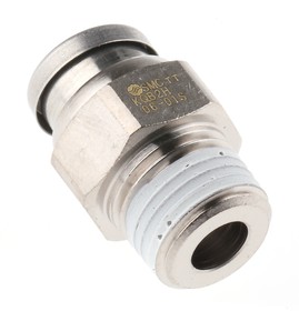 Фото 1/2 KQB2H06-01S, KQB2 Series Straight Threaded Adaptor, R 1/8 Male to Push In 6 mm, Threaded-to-Tube Connection Style