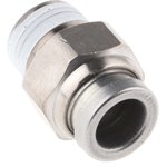 KQB2H06-01S, KQB2 Series Straight Threaded Adaptor, R 1/8 Male to Push In 6 mm ...
