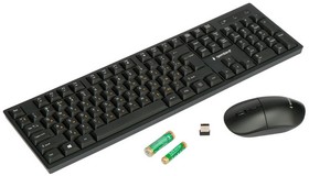Фото 1/10 Комплект клавиатура и мышь Gembird Комплект кл-ра+мышь беспров. Gembird KBS-6000, черный, 2.4ГГц, 1600 DPI, мини-приемник-USB