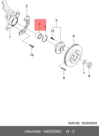 94535982, Подшипник ступ.передн.\ chevrolet lacetti/optra/daewoo leganza/opel astra/vectra 95  [ORG]