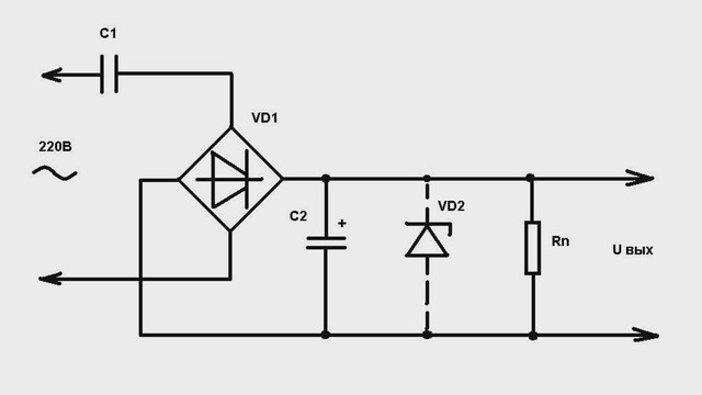 Схема блока питания с гасящим конденсатором