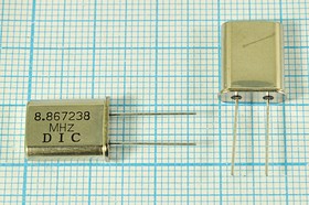 Кварцевый резонатор 8867,238 кГц, корпус HC49U, нагрузочная емкость 16 пФ, 1 гармоника, (8.867238MHz DIC)