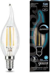 Фото 1/10 Лампа LED Filament Свеча на ветру dimmable E14 5W 450lm 4100K SQ104801205-D 104801205-D