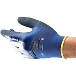 11925080, HyFlex 11-925 Blue Nylon, Spandex Oil Resistant Work Gloves, Size 8, Medium, Nitrile Coating