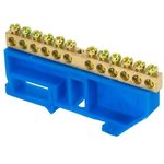 sn0-63-12- d, Zero bus N 6x9 12 open. brass blue. PROxima DIN rail insulator