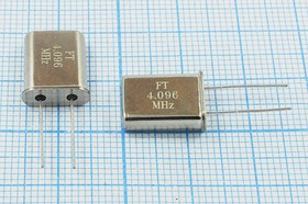 Резонатор кварцевый 4.096МГц в корпусе HC49U,нагрузка 18пФ; 4096 \HC49U\18\ 30\ 20/-20~70C\U [FT]\1Г(FT4.096