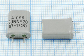 Кварцевый резонатор 4096 кГц, корпус HC49U, нагрузочная емкость 20 пФ, марка SA[SUNNY], 1 гармоника, +SL 3,5мм (SUNNY 20)