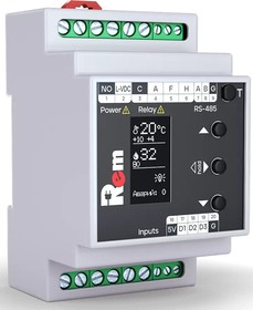 Фото 1/4 ЦМО Rem R-MC2-DMTH Модуль управления микроклиматом цифровой, для установки на DIN-рейку, питание 230 VAC, с ЖК-дисплеем