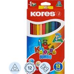 Карандаши цветные 12цв 3-гран,точилка Kores ...