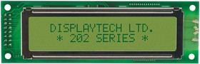 202A-BA-BC Alphanumeric LCD Display Green, 2 Rows by 20 Characters, Reflective