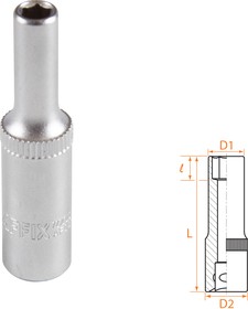 AF00120045, AFFIX Головка торцевая глубокая шестигранная 1/4", 4,5 мм