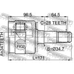 1211-terlh, ШРУС ВНУТРЕННИЙ ЛЕВЫЙ 34x34.7x28 (HYUNDAI TERRACAN 2001-) FEBEST