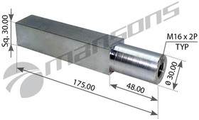 300.521, Палец BPW стакана пневморессоры 4-х гранный (30х174мм для 881MB,940MB,941MB) MANSONS