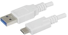 Фото 1/2 CBLT-UA-UC-1WT, USB Cables / IEEE 1394 Cables USB Cable, Type A Plug to Type C Plug, USB 3.1 Gen 1, 24/26/32 AWG, 1 m, White, TPE