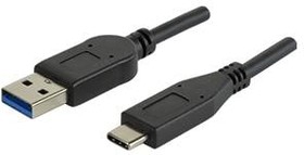 Фото 1/2 CBL-UA-UC-1, USB Cables / IEEE 1394 Cables USB Cable, Type A Plug to Type C Plug, USB 3.1 Gen 1, 24/26/32 AWG, 1 m, Black, PVC