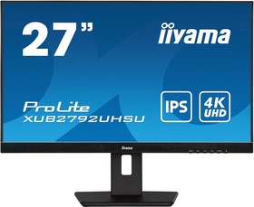 Фото 1/10 Монитор LCD IIYAMA 27" XUB2792UHSU-B5 {IPS 3840x2160 75Hz 4ms 178/178 350cd 1000:1 10bit(8bit+FRC) DVI HDMI2.0 DisplayPort1.2 2xUSB3.0 2x2W