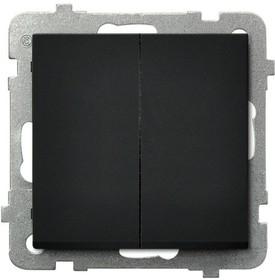 Ospel Sonata Черный металлик Переключатель 2-клавишный (сх.6+6), без рамки