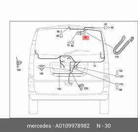 Фото 1/4 A0109978982, ШЛАНГ ОМЫВАТЕЛЯ СТЕКЛА ЗАДНЕГО [ORG]