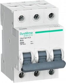 Фото 1/2 Systeme Electric City9 Set Автоматический выключатель (АВ) B 25А 3P 6kA 400В