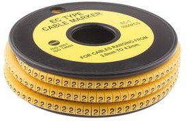 8120806, Slide-On Pre-Printed '2' Cable Marker 4mm Reel of 1000 pieces