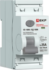Фото 1/3 Выключатель дифференциального тока 2п 25А 10мА тип A 6кА ВД-100N электромех. PROxima EKF E1026MA2510