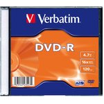Оптический диск DVD-R VERBATIM 4.7ГБ 16x, 20шт., slim case [43547]