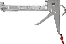 Фото 1/3 14231, Пистолет для герметика 225 мм полукорпусной, усиленный хромированный, зубчатый шток