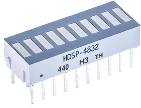 Фото 1/4 HDSP-4832, 10 LEDs Bar Array, Red, Yellow, Green, 25.4mmX10.16mm, R 2.1V, Y 2.2V, G 2.1V/R 90mA, Y 60mA, G 90mA