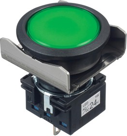 LBW6P-1T04G, Светодиодный индикатор в панель, Зеленый, 24 В, 22.3 мм, IP65