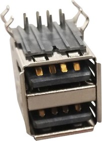 Фото 1/2 SS-52100-003, USB STACK CONN, DUAL, 2.0 TYPE A