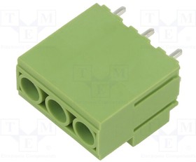 XY135-3P 10.16MM GREEN, PCB terminal block; angled 90°; 10.16mm; ways: 3; on PCBs; green